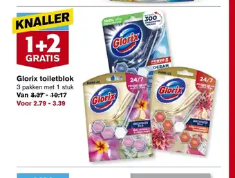 Hoogvliet Glorix toiletblok 3 pakken met 1 stuk aanbieding