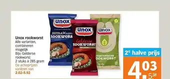 AH XL Unox rookworst 285 g aanbieding