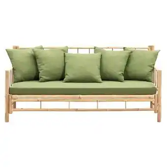 Leen Bakker Loungebank tarifa bamboe met kussens tarifa - donkergroen - 180x75x82cm - leen bakker aanbieding