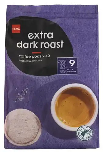 HEMA Koffiepads extra dark roast - 40 stuks aanbieding