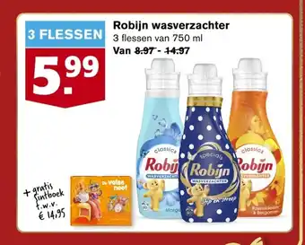 Hoogvliet Robijn wasverzachter 3 flessen van 750 ml aanbieding