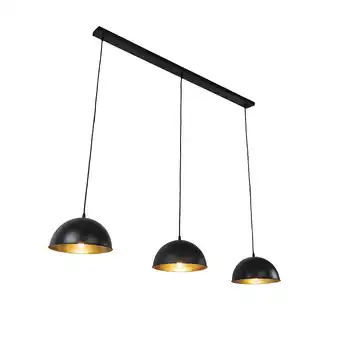 Lampenlicht.nl Industriële hanglamp zwart met goud 3-lichts - magnax aanbieding