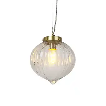 Lampenlicht.nl Vintage hanglamp glas met messing - visha aanbieding