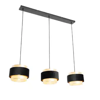 Lampenlicht.nl Moderne hanglamp zwart met goud 3-lichts - elif aanbieding