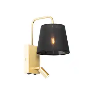 Lampenlicht.nl Moderne wandlamp zwart en messing met leeslamp - renier aanbieding