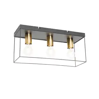 Lampenlicht.nl Minimalistische plafondlamp zwart met goud 3-lichts - kodi aanbieding