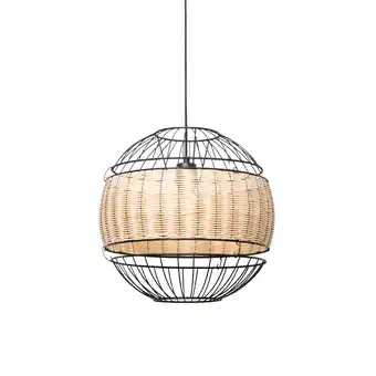 Lampenlicht.nl Oosterse hanglamp zwart met rotan 38 cm - emir aanbieding