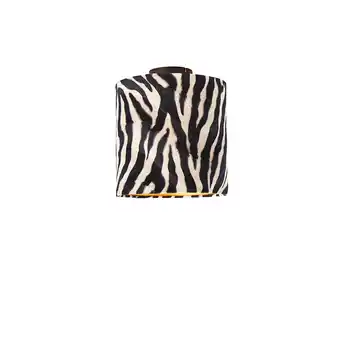 Lampenlicht.nl Plafondlamp mat zwart velours kap zebra dessin 25 cm - combi aanbieding