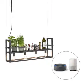 Lampenlicht.nl Smart hanglamp zwart incl. wifi a60 lichtbronnen - cage rack aanbieding