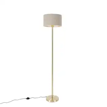 Lampenlicht.nl Vloerlamp messing met boucle kap taupe 35 cm - simplo aanbieding