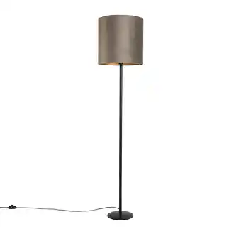 Lampenlicht.nl Vloerlamp zwart met velours kap taupe en goud 40 cm - simplo aanbieding