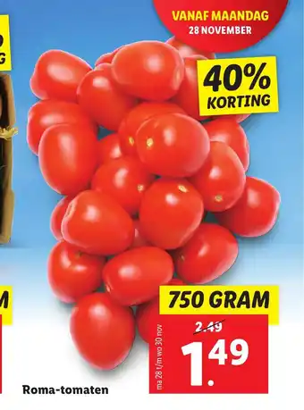 Lidl Roma-tomaten 750 gram aanbieding