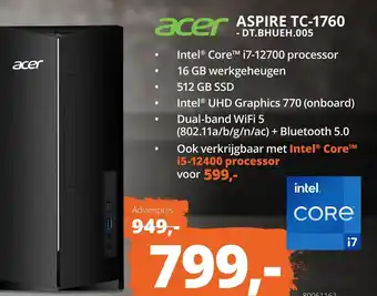 Paradigit Acer aspire tc-1760 - dt.bhueh.005 aanbieding