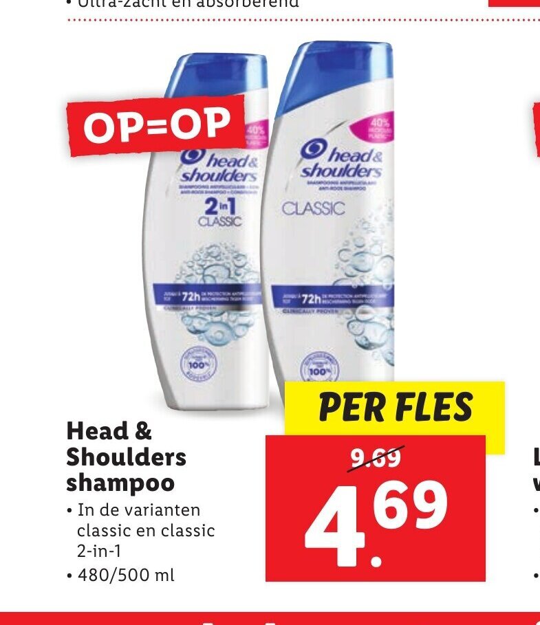Head & Shoulders shampoo 480/500 ml aanbieding bij Lidl