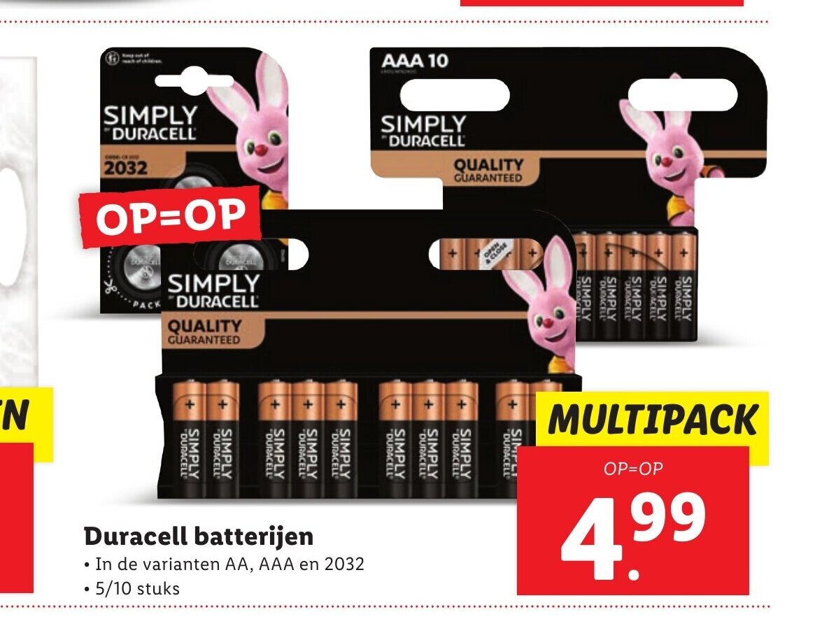 Duracell batterijen 5/10 stuks aanbieding bij Lidl