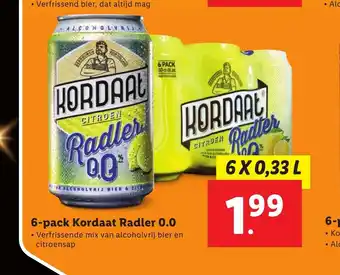 Lidl Kordaat Radler 0.0 6 x 0,33 l aanbieding