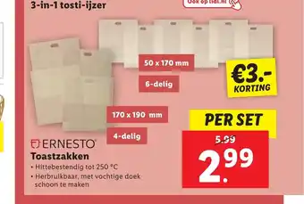 Lidl Ernesto Toastzakken aanbieding