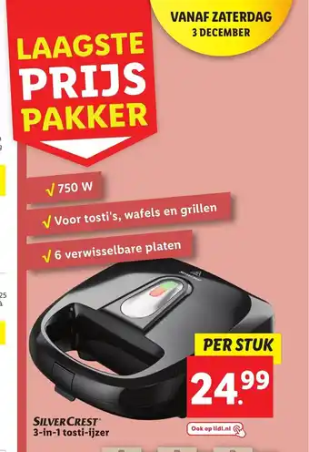 Lidl SilverCrest 3-in-1 tosti-ijzer aanbieding