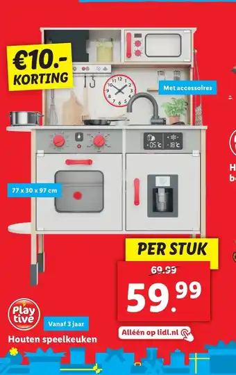 Lidl Playtive Houten speelkeuken 77 x 30 x 97 cm aanbieding