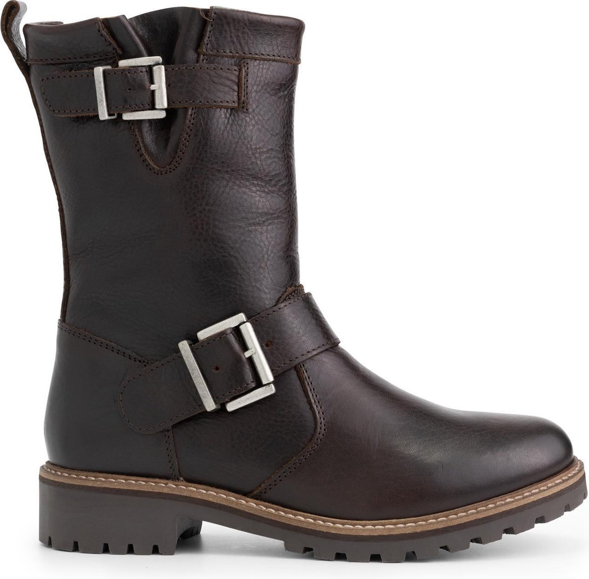 Travelin' silkeborg leren dames laarzen - wol gevoerde biker boots -  donkerbruin leer - maat 37 aanbieding bij Bol.com