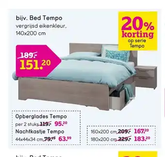 Leen Bakker Bed Tempo 140x200 cm aanbieding