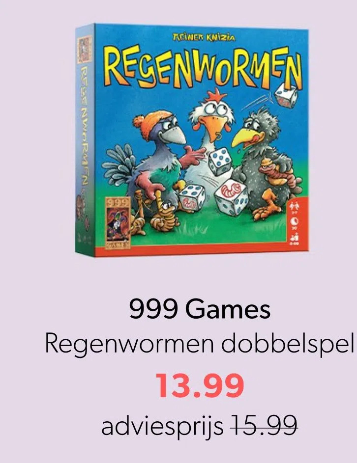 999 games regenwormen dobbelspel aanbieding bij Wehkamp