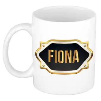 Blokker Naam cadeau mok / beker fiona met gouden embleem 300 ml - naam mokken aanbieding