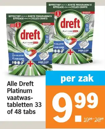 Albert Heijn Alle dreft platinum vaatwas- tabletten 33 of 48 tabs aanbieding