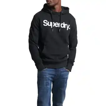 Plutosport Superdry core logo unbrushed hoodie heren aanbieding