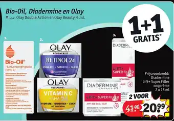 Kruidvat Bio-Oil, Diadermine en Olay 1+1 gratis aanbieding