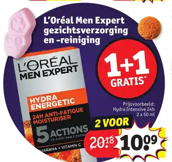 Kruidvat L'Oreal Men Expert gezichtsverzorging en- reiniging 1+1 gratis aanbieding