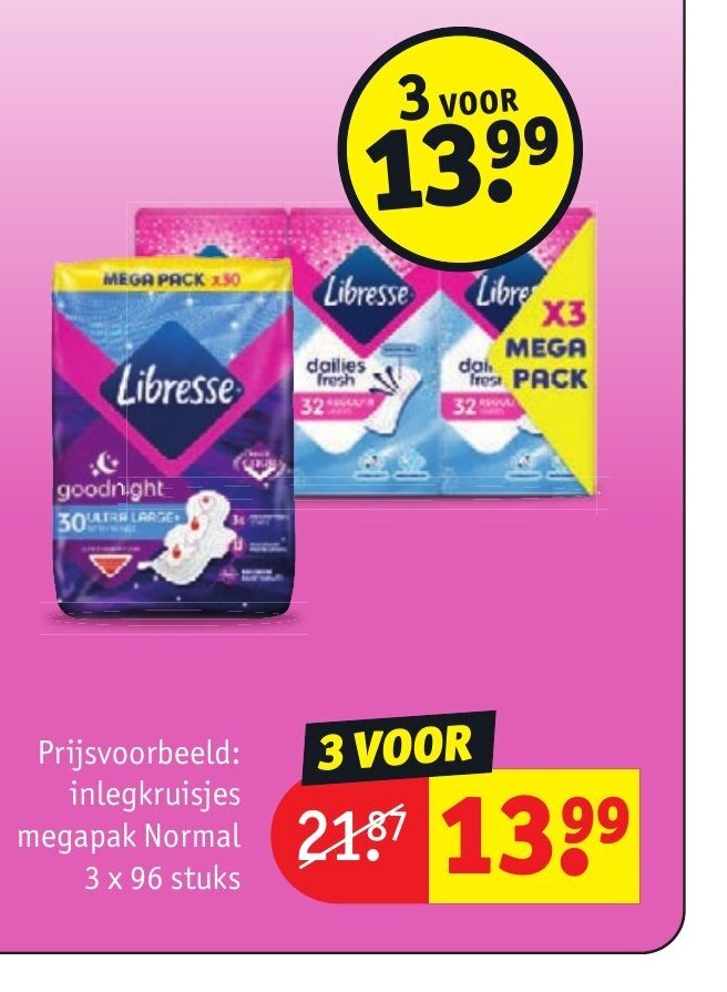 Inlegkruisjes megapak Normal 3 x 96 stuks aanbieding bij Kruidvat