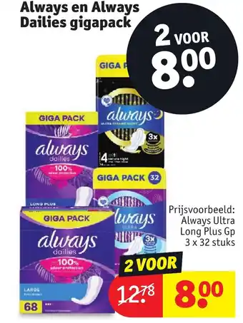 Kruidvat Always en Always Dailies gigapack aanbieding