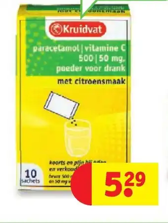 Kruidvat Paracetamol vitamine C 500/50 mg poeder voor drank aanbieding