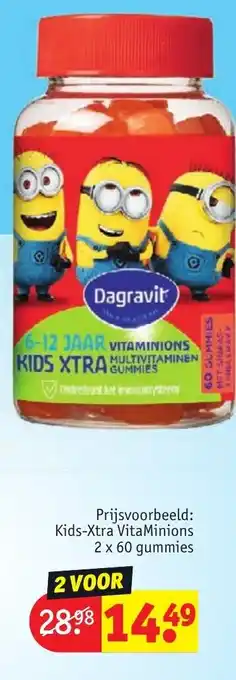 Kruidvat Kids-Xtra VitaMinions 2 x 60 gummies 1+1 gratis aanbieding