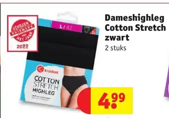 Kruidvat Dameshighleg Cotton Stretch zwart 2 stuks aanbieding