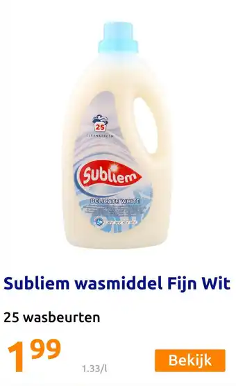 Action Subliem wasmiddel Fijn Wit aanbieding