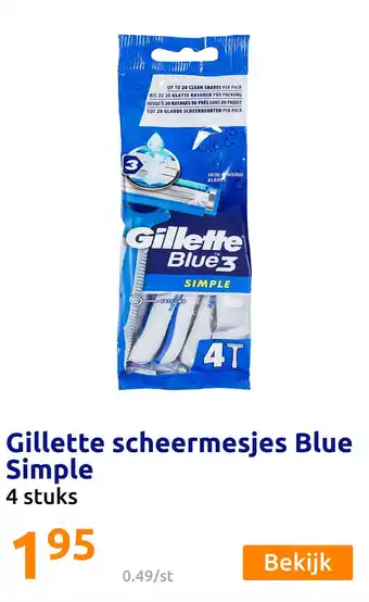 Action Gillette scheermesjes Blue Simple aanbieding