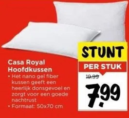 Vomar Voordeelmarkt Casa royal hoofdkussen aanbieding