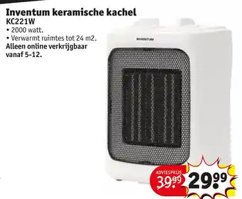 Kruidvat Inventum keramische kachel kc221w aanbieding