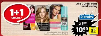 Trekpleister Alle L'Oreal Paris haarkleuring 1+1 gratis aanbieding