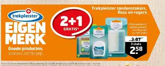 Trekpleister tandenstokers, floss en ragers 2+1 gratis aanbieding