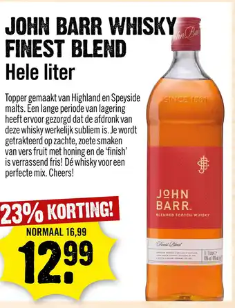 Dirck 3 John Barr Finest Blended Whisky 100 cl aanbieding