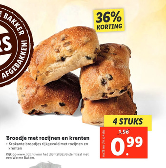 Lidl Broodje met rozijnen en krenten aanbieding