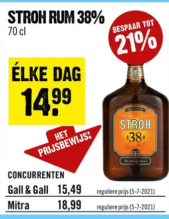 Dirck 3 Stroh Rum 38% 70 cl aanbieding