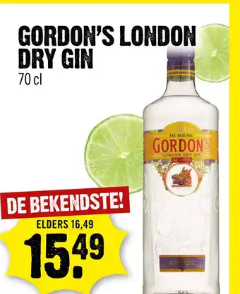 Dirck 3 Gordon's London Dry Gin 70 cl aanbieding