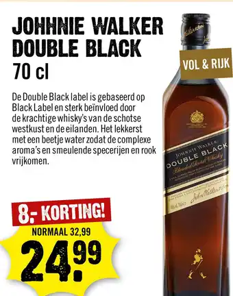 Dirck 3 Johnnie Walker Double Black Whisky 70 cl aanbieding