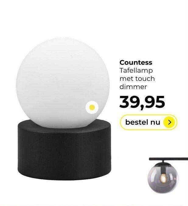 Countess tafellamp met touch dimmer aanbieding bij Lampidee