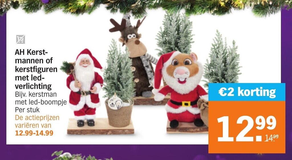 AH Kerstmannen of kerstfiguren met ledverlichting aanbieding bij