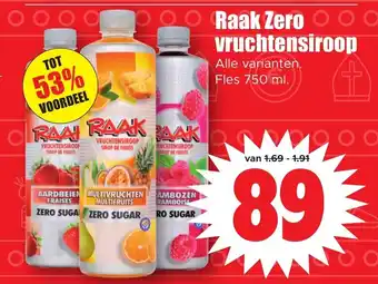 Dirk Raak Zero vruchtensiroop 750 ml aanbieding